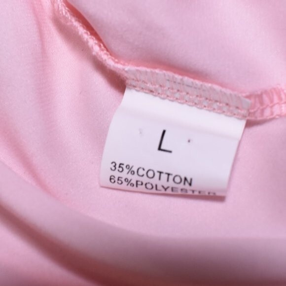 Tulum Sunrise Pink Satin Wrap Crop Top Size Large Short Sleeve Blouse - Picture 12 of 15